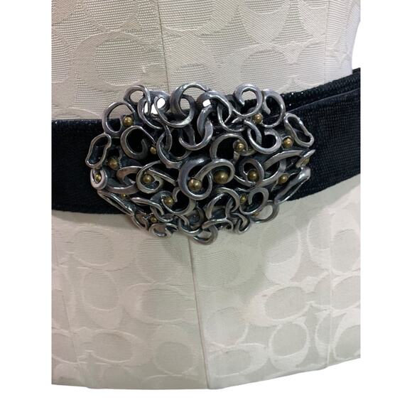 Medium Womens Vintage 1980s Reversible Statement Belt Ornate Buckle - Picture 2 of 9
